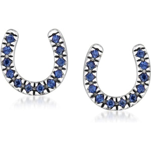 image:imageRossSimons 010 ct tw Sapphire Horseshoe Earrings in Sterling Silver