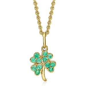 image:imageRossSimons 030 ct tw Emerald 4Leaf Clover Pendant Necklace in 18kt Gold Over Sterling 18 inches