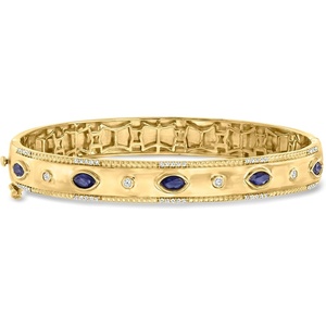 image:imageRossSimons 090 ct tw Sapphire and 26 ct tw Diamond Bangle Bracelet in 18kt Gold Over SterlingSapphire