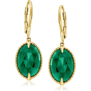 image:imageRossSimons 1000 ct tw Emerald Drop Earrings in 18kt Gold Over Sterling