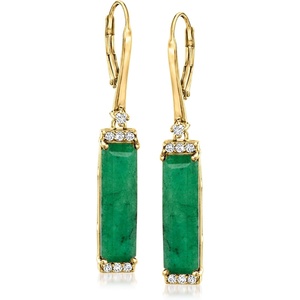 image:imageRossSimons 1000 ct tw Emerald and 30 ct tw White Topaz Drop Earrings in 18kt Gold Over Sterling