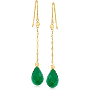 image:imageRossSimons 10K Gemstone Teardrop Drop Earringgreen