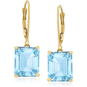 image:imageRossSimons 1100 ct tw Sky Blue Topaz Drop Earrings in 14kt Yellow Gold