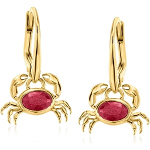 image:imageRossSimons 120 ct tw Ruby Crab Drop Earrings in 18kt Gold Over Sterling