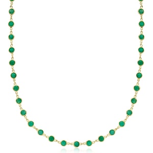 image:imageRossSimons 1300 ct tw BezelSet Emerald Necklace in 18kt Gold Over SterlingEmerald