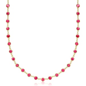 image:imageRossSimons 1300 ct tw BezelSet Ruby Necklace in 18kt Gold Over SterlingRuby