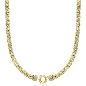 image:imageRossSimons 14kt Yellow Gold Flat Byzantine Necklace With DiamondsDiamond