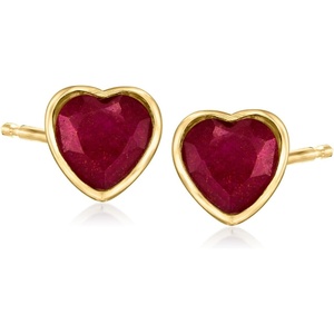 image:imageRossSimons 150 ct tw Ruby Heart Stud Earrings in 18kt Gold Over Sterling