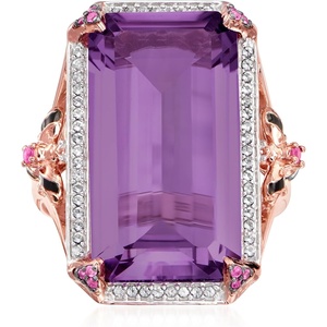 image:imageRossSimons 1500 Carat Amethyst and 30 ct tw MultiGemstone Bumblebee Ring in 18kt Rose Gold Over SterlingAmethyst