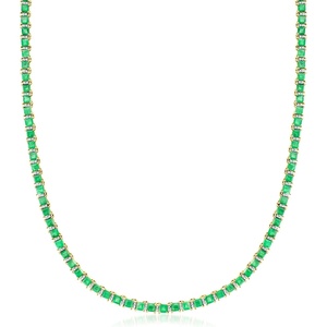 image:imageRossSimons 1500 ct tw Emerald and 81 ct tw Diamond Tennis Necklace in 18kt Gold Over Sterling 18 inches