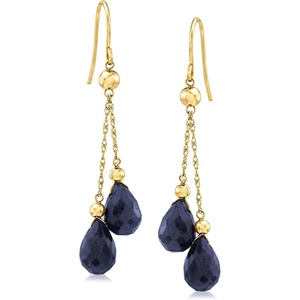 image:imageRossSimons 1500 ct tw Sapphire DoubleDrop Earrings in 14kt Yellow Gold