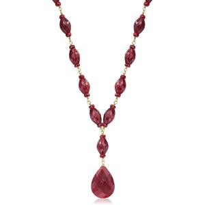 image:imageRossSimons 17500 ct tw Ruby Drop Necklace in 18kt Yellow Gold Over Sterling SilverRuby