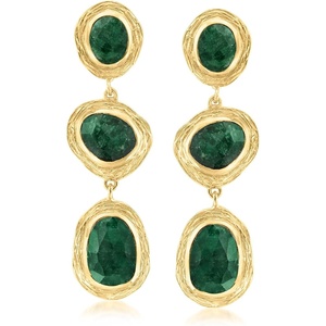 image:imageRossSimons 1790 ct tw Emerald Station Drop Earrings in 18kt Gold Over Sterling