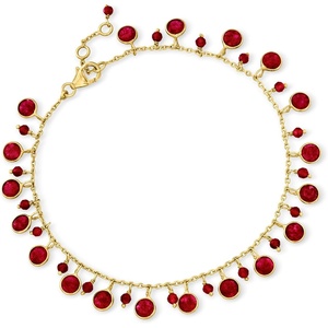 image:imageRossSimons 1800 ct tw Ruby Drop Anklet in 18kt Gold Over Sterling 9 inches
