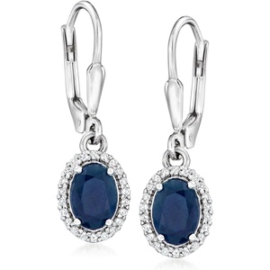 image:imageRossSimons 190 ct tw Sapphire and 20 ct tw White Topaz Drop Earrings in Sterling Silver