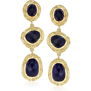 image:imageRossSimons 1990 ct tw Sapphire Station Drop Earrings in 18kt Gold Over Sterling