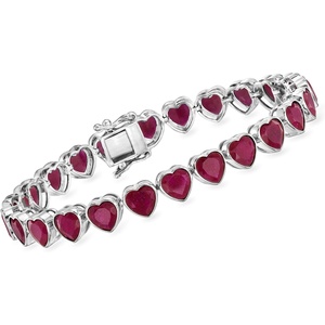 image:imageRossSimons 2000 ct tw Ruby Heart Tennis Bracelet in Sterling Silver 7 inches