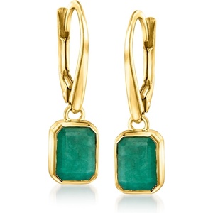 image:imageRossSimons 210 ct tw Emerald Drop Earrings in 18kt Gold Over Sterling