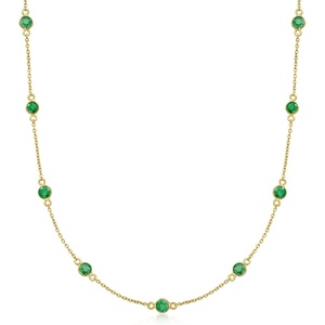 image:imageRossSimons 220 ct tw Emerald Station Necklace in 18kt Gold Over SterlingEmerald