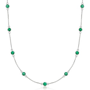 image:imageRossSimons 220 ct tw Emerald Station Necklace in Sterling SilverEmerald