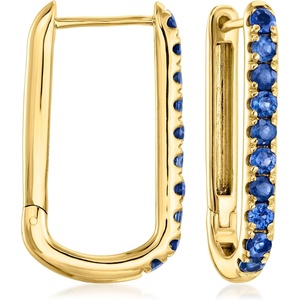 image:imageRossSimons 220 ct tw Sapphire Paper Clip Link Hoop Earrings in 18kt Gold Over Sterling