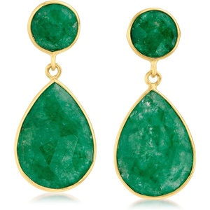 image:imageRossSimons 2220 ct tw Emerald Drop Earrings in 18kt Gold Over Sterling