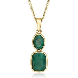 image:imageRossSimons 240 ct tw Emerald Pendant Necklace in 18kt Gold Over Sterling 18 inches