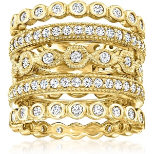 image:imageRossSimons 250 ct tw CZ Jewelry Set 5 Eternity Bands in 18kt Gold Over SterlingCubic Zirconia