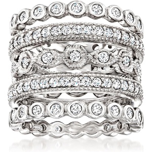 image:imageRossSimons 250 ct tw CZ Jewelry Set 5 Eternity Bands in Sterling SilverCubic Zirconia