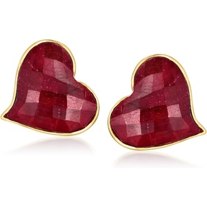 image:imageRossSimons 2500 ct tw Ruby Heart Earrings in 18kt Gold Over Sterling