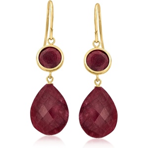 image:imageRossSimons 2600 ct tw Ruby Drop Earrings in 14kt Yellow Gold