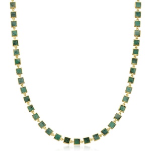 image:imageRossSimons 3000 ct tw Emerald SquareLink Necklace in 18kt Gold Over Sterling 18 inches
