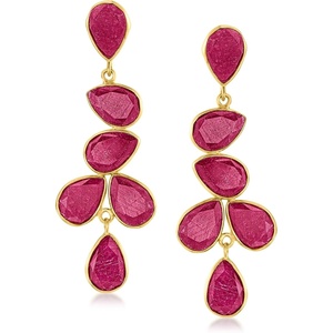 image:imageRossSimons 3000 ct tw Ruby Drop Earrings in 18kt Gold Over Sterling