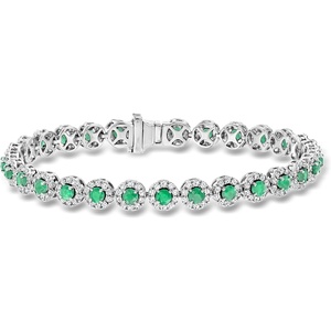 image:imageRossSimons 320 ct tw Emerald and 268 ct tw Diamond Tennis Bracelet in 14kt White GoldEmerald