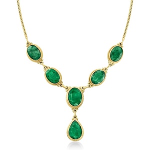 image:imageRossSimons 3375 ct tw Emerald YNecklace in 18kt Gold Over Sterling 18 inches