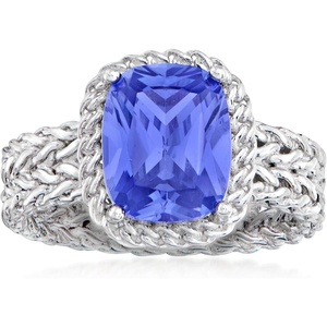 image:imageRossSimons 420 Carat Simulated Tanzanite Basketweave Ring in Sterling SilverTanzanite