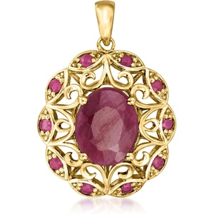 image:imageRossSimons 430 ct tw Ruby Openwork Pendant in 14kt Yellow Gold
