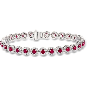 image:imageRossSimons 460 ct tw Ruby and 269 ct tw Diamond Tennis Bracelet in 14kt White GoldRuby