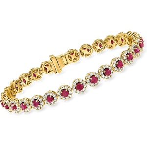 image:imageRossSimons 460 ct tw Ruby and 269 ct tw Diamond Tennis Bracelet in 14kt Yellow GoldRuby