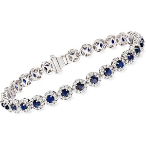 image:imageRossSimons 480 ct tw Sapphire and 268 ct tw Diamond Tennis Bracelet in 14kt White GoldSapphire