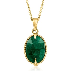 image:imageRossSimons 500 Carat Emerald Pendant Necklace in 18kt Gold Over Sterling 18 inches