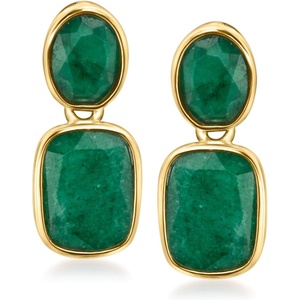 image:imageRossSimons 500 ct tw Emerald Drop Earrings in 18kt Gold Over Sterling