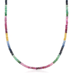 image:imageRossSimons 5000 ct tw Multicolored Sapphire Bead Necklace in Sterling SilverSapphire
