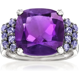 image:imageRossSimons 550 Carat Amethyst and 40 ct tw Tanzanite Ring in Sterling SilverAmethyst
