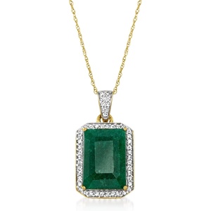 image:imageRossSimons 550 Carat Emerald and 25 ct tw Diamond Pendant Necklace in 14kt Yellow Gold 18 inches
