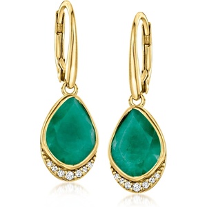 image:imageRossSimons 575 ct tw Emerald and 10 ct tw White Topaz Drop Earrings in 18kt Gold Over Sterling