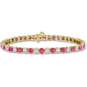 image:imageRossSimons 575 ct tw Ruby and 100 ct tw Diamond Tennis Bracelet in 18kt Gold Over SterlingRuby