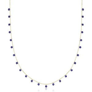 image:imageRossSimons 600 ct tw Sapphire Bead Necklace in 10kt Yellow Gold20 Inches