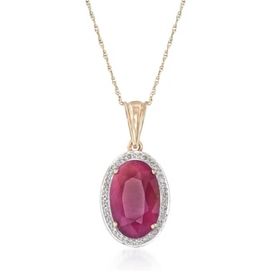 image:imageRossSimons 630 Carat Ruby and 14 ct tw Diamond Pendant Necklace in 14kt Yellow GoldRuby