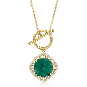 image:imageRossSimons 650 Carat Emerald and 70 ct tw White Topaz Toggle Necklace in 18kt Gold Over SterlingEmerald